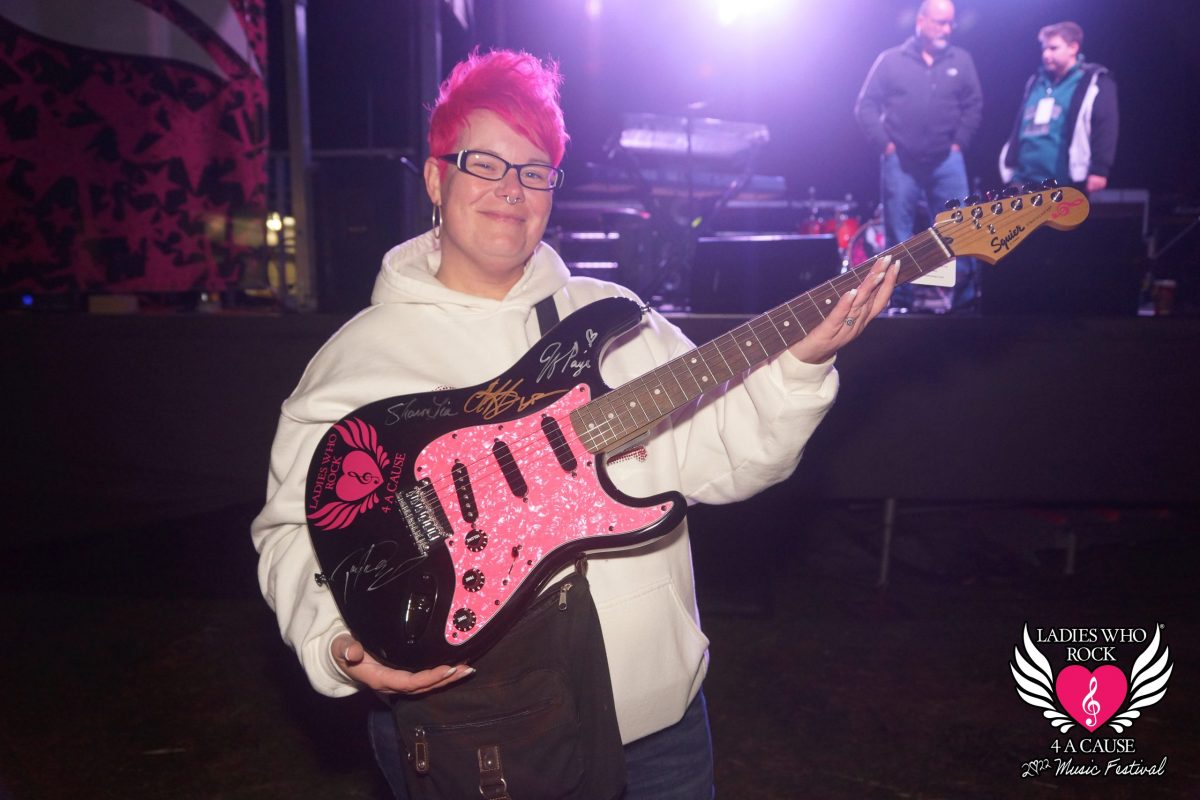 Winner of the autographed customized Ladies Who Rock guitar